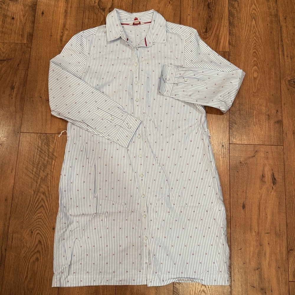 Brooks Brothers Red Fleece Sz 14 Blue White Striped Nautical  Shirt Dress